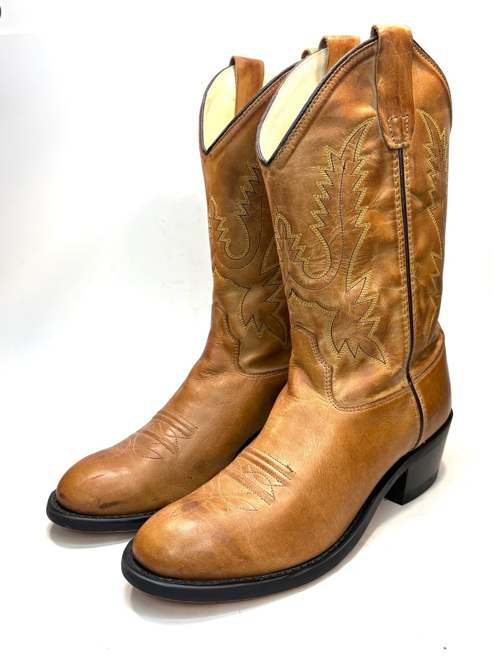 Old West Honey Brown Leather Western Boots | 7.5